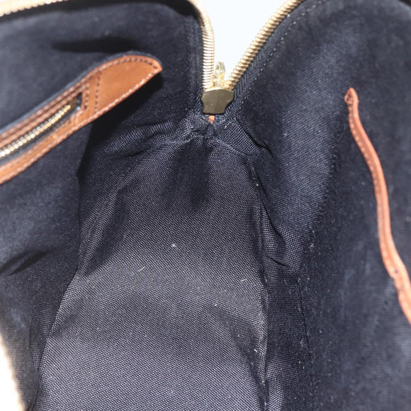 BURBERRY Nova Check Hand Bag PVC 2way Beige Gold Auth fm4955