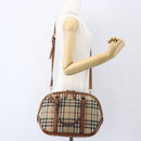 BURBERRY Nova Check Hand Bag PVC 2way Beige Gold Auth fm4955-24