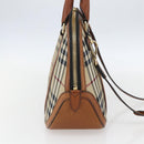 BURBERRY Nova Check Hand Bag PVC 2way Beige Gold Auth fm4955-3