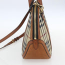 BURBERRY Nova Check Hand Bag PVC 2way Beige Gold Auth fm4955-4