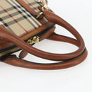 BURBERRY Nova Check Hand Bag PVC 2way Beige Gold Auth fm4955-7