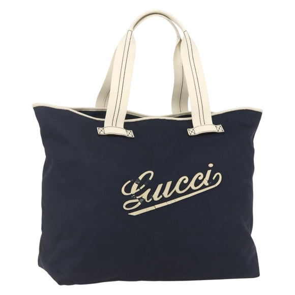 GUCCI Tote Bag Nylon Navy Silver 169943 Auth fm4956