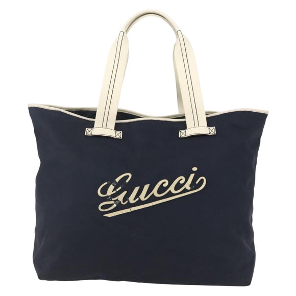GUCCI Tote Bag Nylon Navy Silver 169943 Auth fm4956