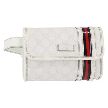 GUCCI GG Supreme Sherry Line Waist bag PVC White Gold 152597 Auth fm4959