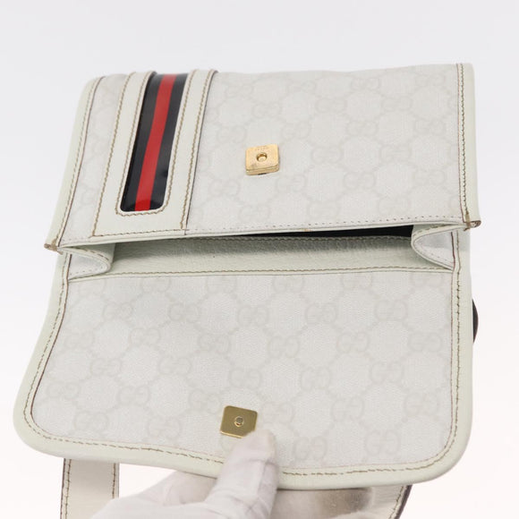 GUCCI GG Supreme Sherry Line Gürteltasche PVC Weiß Gold 152597 Original fm4959