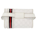GUCCI GG Supreme Sherry Line Waist bag PVC White Gold 152597 Auth fm4959-3