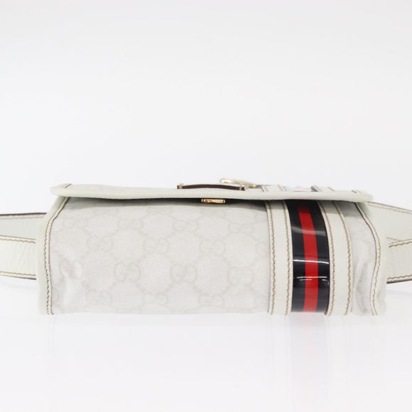 GUCCI GG Supreme Sherry Line Gürteltasche PVC Weiß Gold 152597 Original fm4959