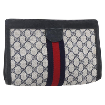 GUCCI GG Supreme Sherry Line Clutch Bag PVC Red Navy 84 014 2125 28 Auth fm4960