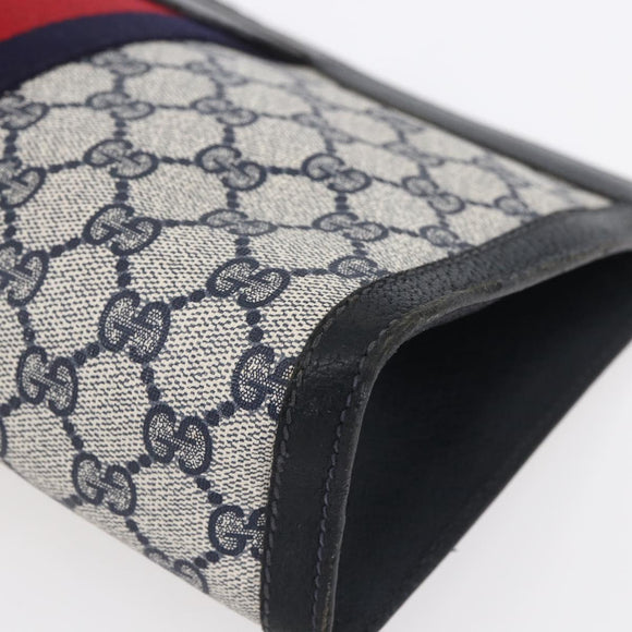 GUCCI GG Supreme Sherry Line Clutch Bag PVC Red Navy 84 014 2125 28 Auth fm4960