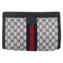 GUCCI GG Supreme Sherry Line Clutch Bag PVC Red Navy 84 014 2125 28 Auth fm4960-2