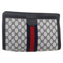 GUCCI GG Supreme Sherry Line Clutch Bag PVC Red Navy 84 014 2125 28 Auth fm4960-3