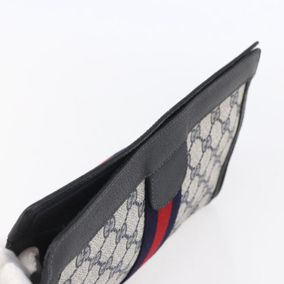 GUCCI GG Supreme Sherry Line Clutch Bag PVC Red Navy 84 014 2125 28 Auth fm4960