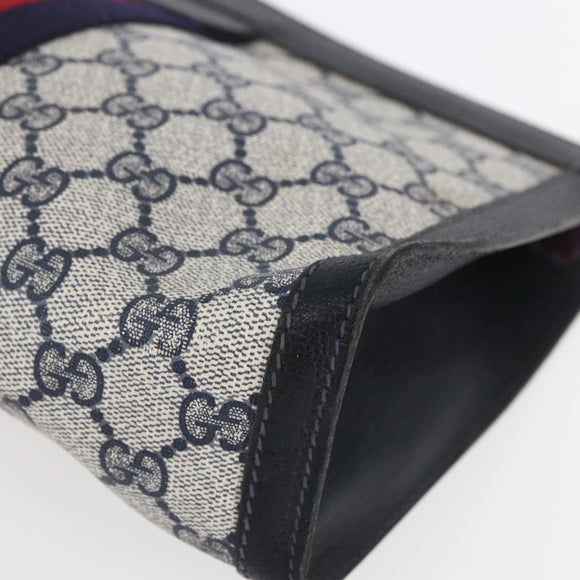 GUCCI GG Supreme Sherry Line Clutch Bag PVC Red Navy 84 014 2125 28 Auth fm4960