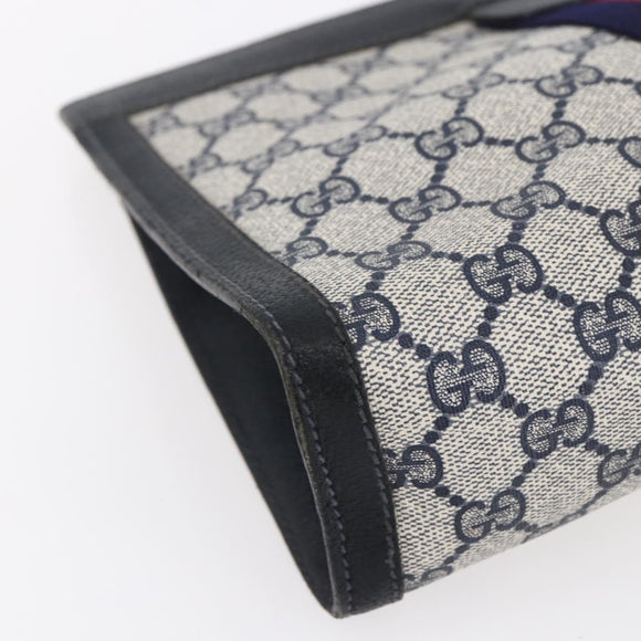 GUCCI GG Supreme Sherry Line Clutch Bag PVC Red Navy 84 014 2125 28 Auth fm4960
