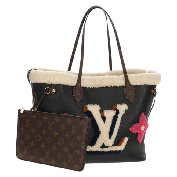 LOUIS VUITTON Monogram Teddy Neverfull MM Tote Bag Black M56960 LV Auth fm4970SM
