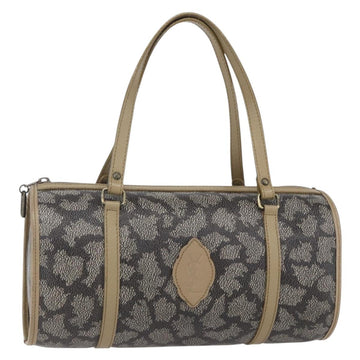 SAINT LAURENT Hand Bag PVC Canvas Gray Beige Auth fm4973