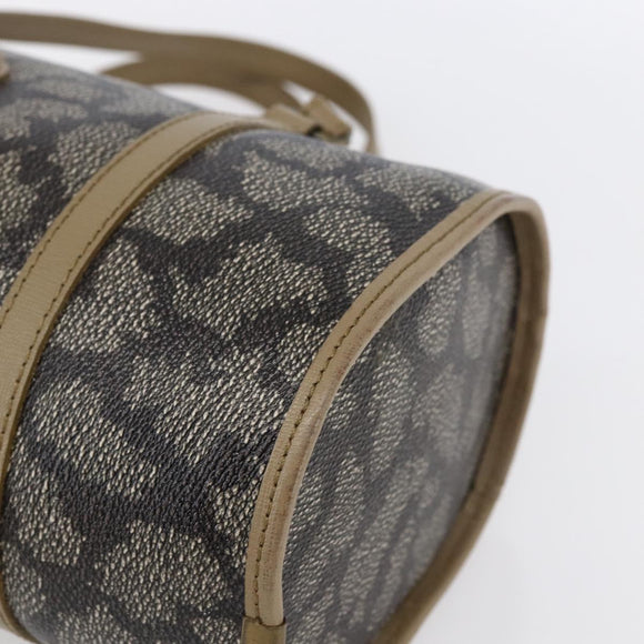 SAINT LAURENT Hand Bag PVC Canvas Gray Beige Auth fm4973