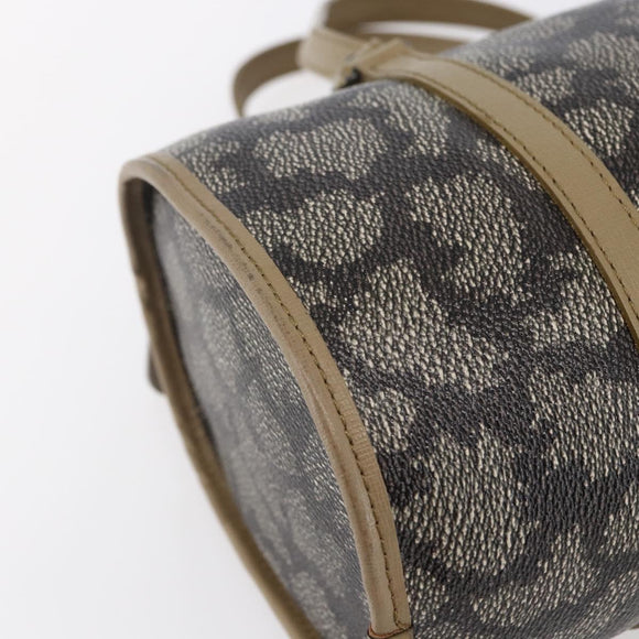 SAINT LAURENT Hand Bag PVC Canvas Gray Beige Auth fm4973