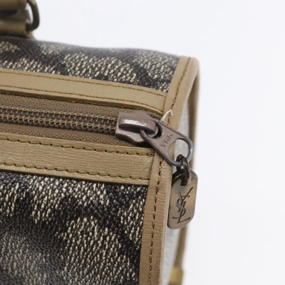 SAINT LAURENT Hand Bag PVC Canvas Gray Beige Auth fm4973