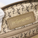 SAINT LAURENT Hand Bag PVC Canvas Gray Beige Auth fm4973-17