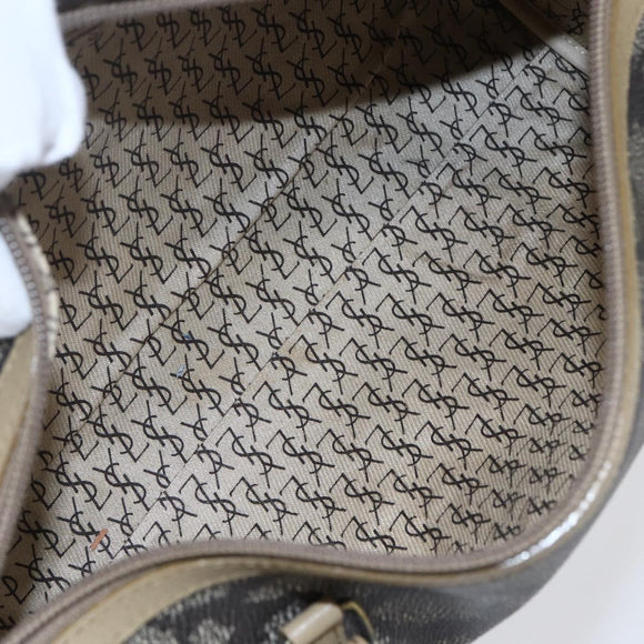 SAINT LAURENT Hand Bag PVC Canvas Gray Beige Auth fm4973