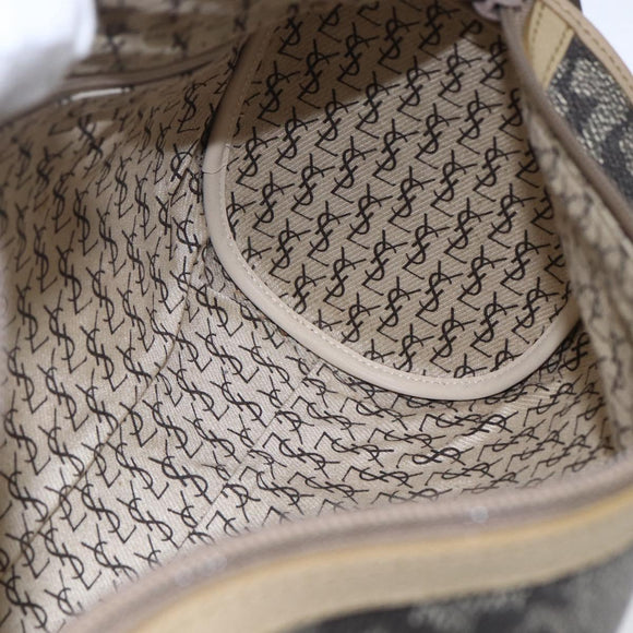 SAINT LAURENT Hand Bag PVC Canvas Gray Beige Auth fm4973