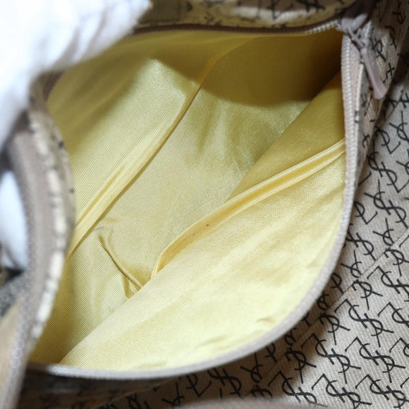 SAINT LAURENT Hand Bag PVC Canvas Gray Beige Auth fm4973