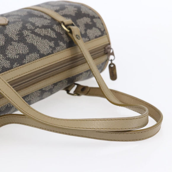 SAINT LAURENT Hand Bag PVC Canvas Gray Beige Auth fm4973