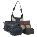 GUCCI GG Canvas Shoulder Bag Leather 6 Set Beige Black Navy Auth fm4975-1