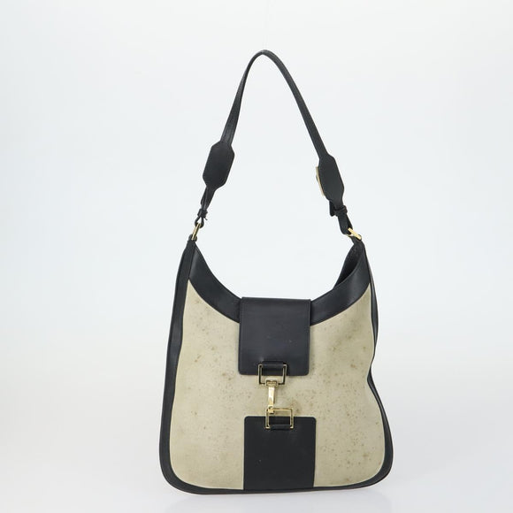GUCCI GG Canvas Shoulder Bag Leather 6 Set Beige Black Navy Auth fm4975