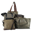 GUCCI GG Canvas Web Sherry Line Shoulder Bag 5 Set Beige Red Auth fm4976-1