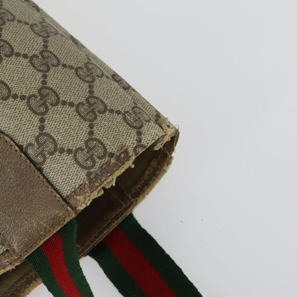GUCCI GG Canvas Web Sherry Line Shoulder Bag 5 Set Beige Red Auth fm4976