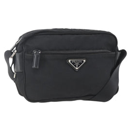 PRADA Shoulder Bag Nylon Black Silver Auth fm4979