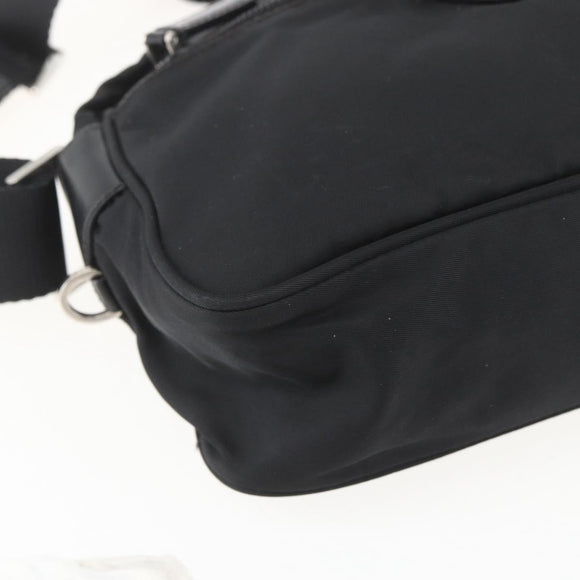 PRADA Shoulder Bag Nylon Black Silver Auth fm4979