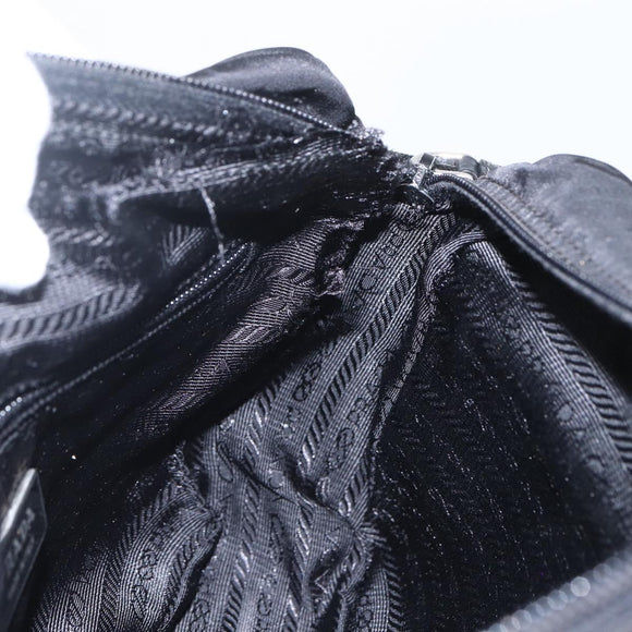 PRADA Shoulder Bag Nylon Black Silver Auth fm4979