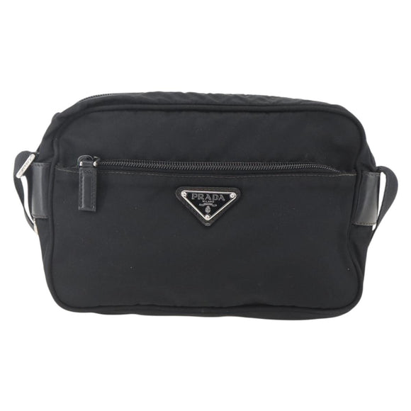 PRADA Shoulder Bag Nylon Black Silver Auth fm4979