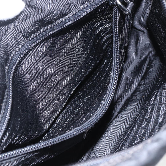 PRADA Shoulder Bag Nylon Black Silver Auth fm4979