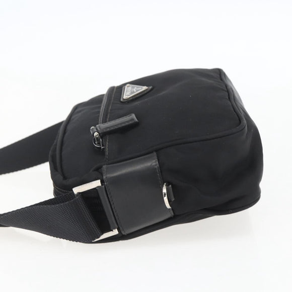 PRADA Shoulder Bag Nylon Black Silver Auth fm4979
