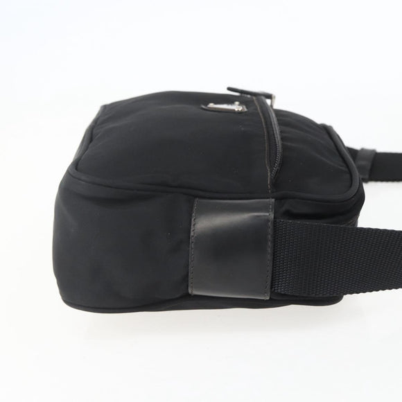 PRADA Shoulder Bag Nylon Black Silver Auth fm4979