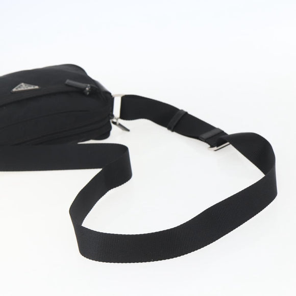 PRADA Shoulder Bag Nylon Black Silver Auth fm4979