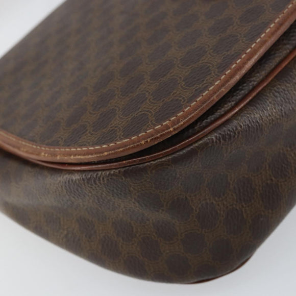 CELINE Macadam Canvas Shoulder Bag PVC Leather Brown Gold Auth fm4980