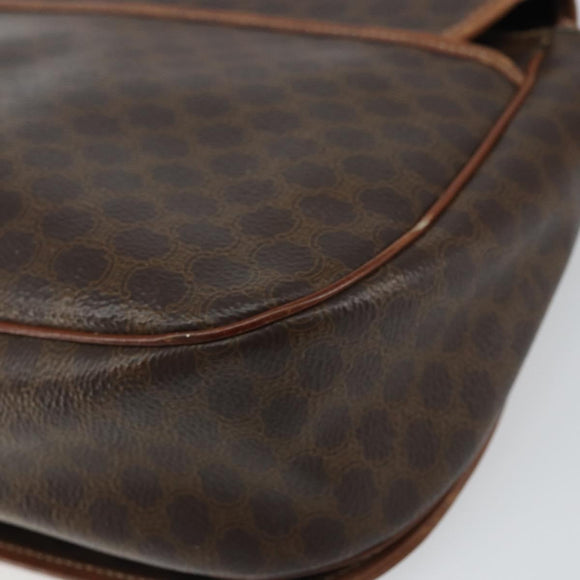 CELINE Macadam Canvas Shoulder Bag PVC Leather Brown Gold Auth fm4980