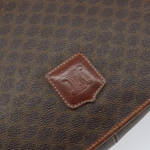 CELINE Macadam Canvas Shoulder Bag PVC Leather Brown Gold Auth fm4980