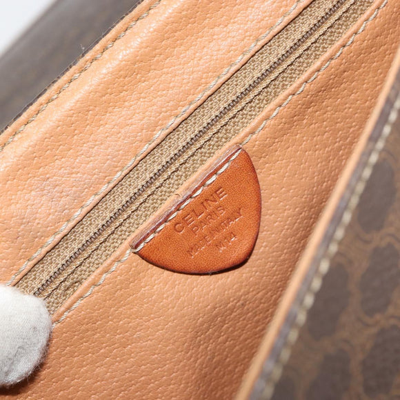 CELINE Macadam Canvas Shoulder Bag PVC Leather Brown Gold Auth fm4980