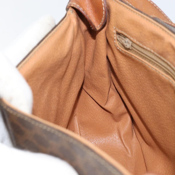 CELINE Macadam Canvas Shoulder Bag PVC Leather Brown Gold Auth fm4980