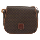 CELINE Macadam Canvas Shoulder Bag PVC Leather Brown Gold Auth fm4980-13