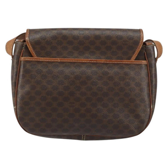 CELINE Macadam Canvas Shoulder Bag PVC Leather Brown Gold Auth fm4980
