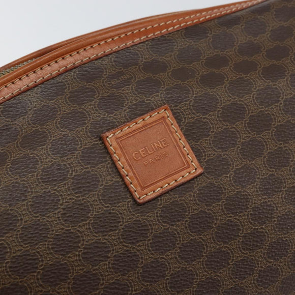 CELINE Macadam Canvas Pouch PVC Leather Brown Gold Auth fm4982