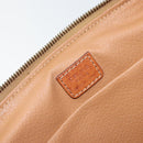 CELINE Macadam Canvas Pouch PVC Leather Brown Gold Auth fm4982-14