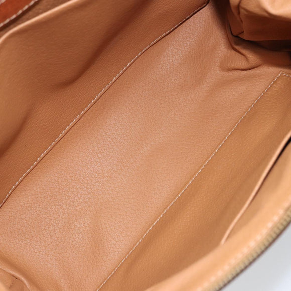 CELINE Macadam Canvas Pouch PVC Leather Brown Gold Auth fm4982